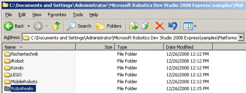RoboRealm setup for Microsoft Robotics Developer Studio (MSRDS)